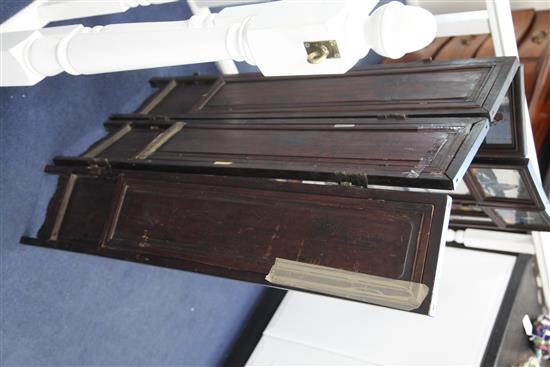 A 19th century Chinese hongmu six fold table screen, Each panel W.8in. H.41in.